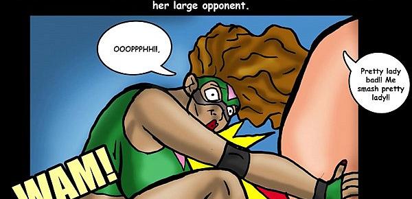  Big tit Superheroine takes two huge cocks (Comic)